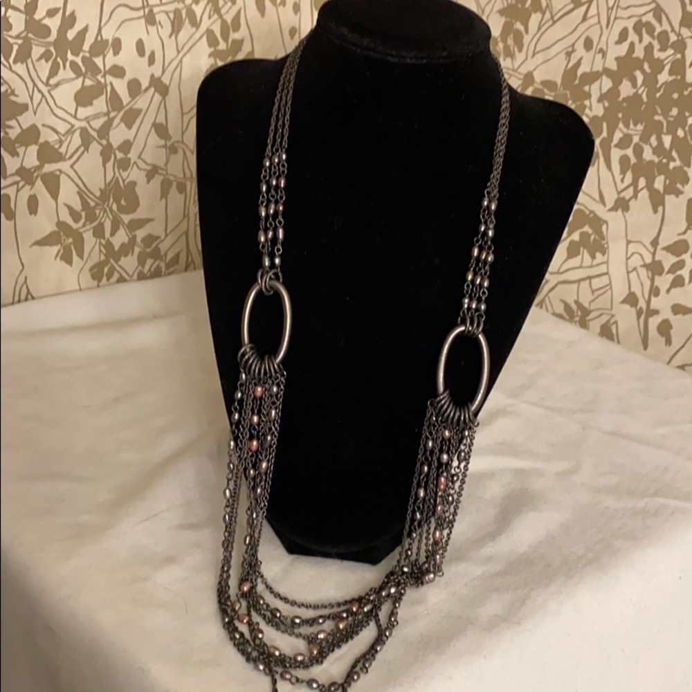 ❤️Hematite with tiny pearls,Lia Sophia necklace - Picture 2 of 9